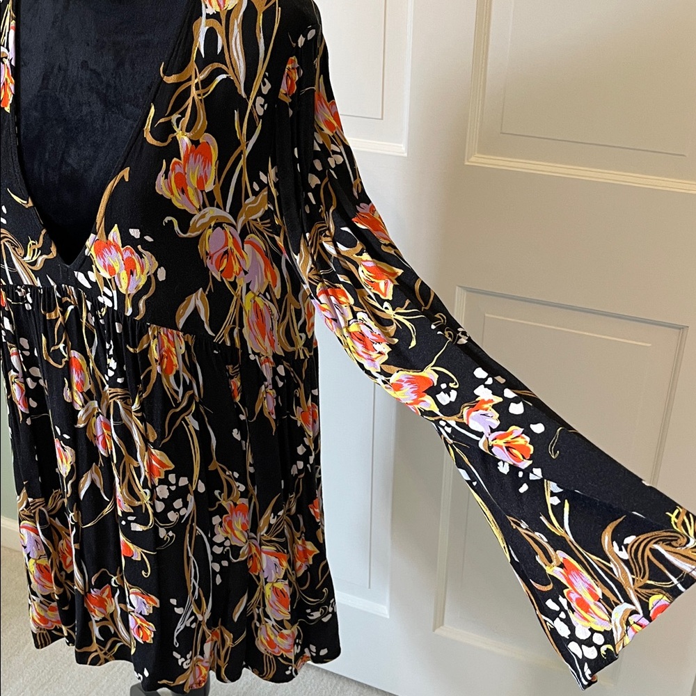 Free People Black Dress with Colorful Floral Design - Picture 2 of 8